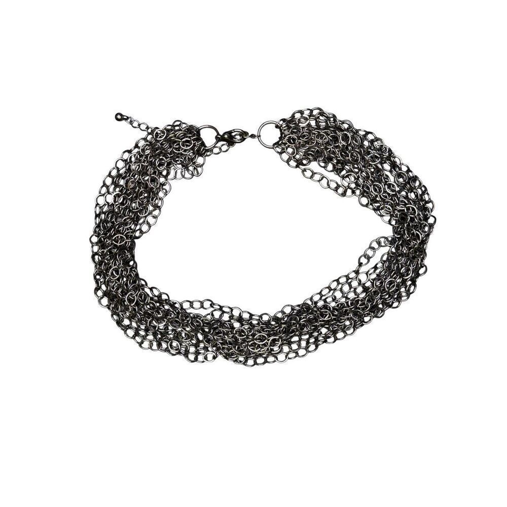 Boutique Gunmetal Metal Chain Choker Necklace